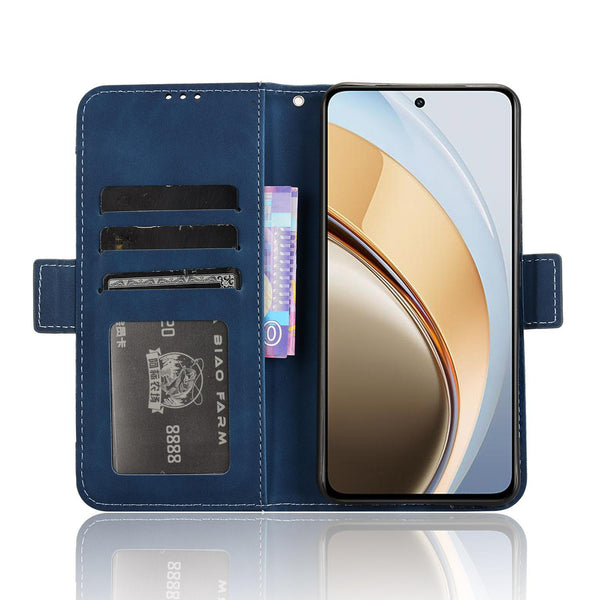 For vivo V40 Lite 4G / 5G IDN Skin Feel Calf Texture Card Slots Leather Phone Case(Blue)