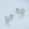 BSE766 Sterling Silver S925 Plated Platinum Sparkling Zirconia Heart Stud Earrings