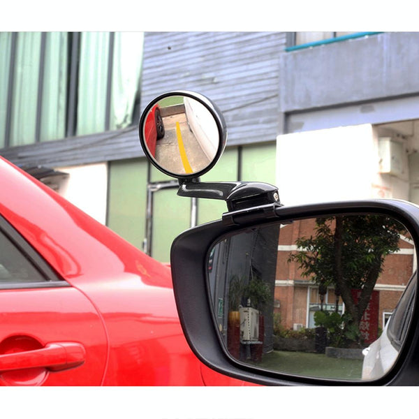 3R-094 Auxiliary Rear View Mirror Car Adjustable Blind Spot Mirror Wide Angle Auxiliary Rear View Side Mirror for Left Mirror(Black)