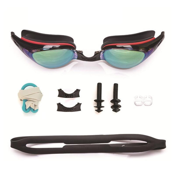 WAVE Electroplating HD Anti-fog Myopia Swimming Glasses, Color: Red Black 550 degree