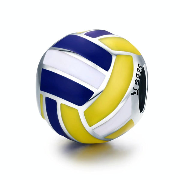 S925 Sterling Silver Drop Oil Personality Beach Volleyball Beaded DIY Bracelet Accessory