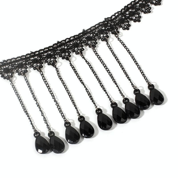Fringe Lace Gothic Lolita Vintage Necklace,Style: 1532 Red