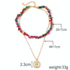 Boho Colorful Broken Natural Stone Necklace, Model: N2107-3 Color Stone Double Layer