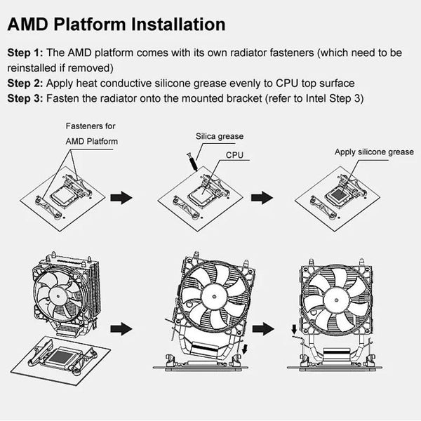 COOLMOON Frost Double Copper Tube CPU Fan Desktop PC Illuminated Silent AMD Air-Cooled Cooler, Style: P22 Magic Moon Edition Double Fan