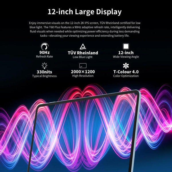 Teclast T60 Plus 4G LTE Tablet PC, 6GB+128GB, 12 inch Android 14 MediaTek Helio G88 Octa Core, Support Dual SIM