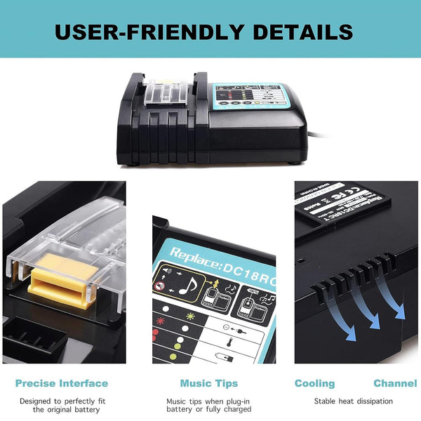 LUOMASHI For Makita 18V Lithium Battery Charger, Model: EU Plug