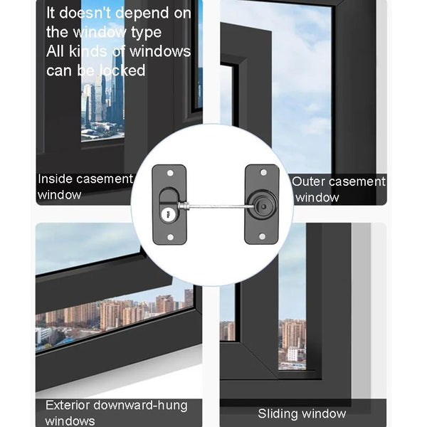 Multifunctional Children Window Safety Lock With Key Refrigerator Cabinet Lock Dual Purpose Limator(Black)