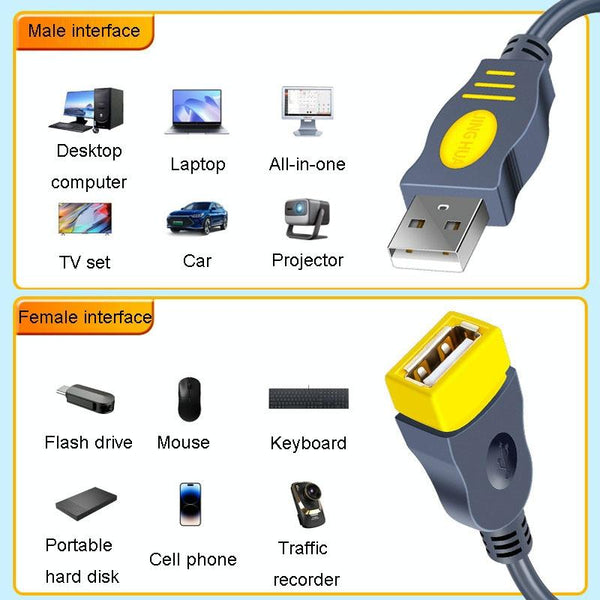 JINGHUA U111 USB 2.0 Data Extension Cable Computer Audio/Video Adapter Cord, Size: 5m(Gray)