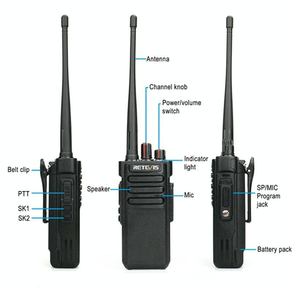 RETEVIS RT29 10W UHF 400-480MHz 16CHS Two Way Radio Handheld Walkie Talkie, EU Plug(Black)