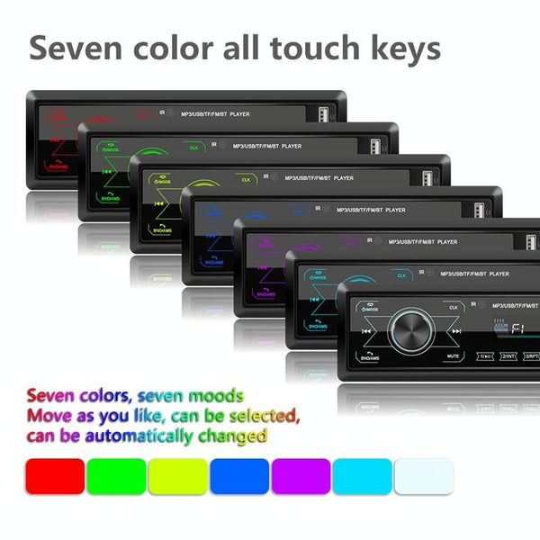 A2818 Car Bluetooth Speakerphone Car MP3 Player Function Touch Double U Disk Colorful Lights Radio, Specification: Standard+16G Memory Card