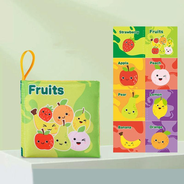 Baby Cloth Book Tear-proof Rustle Sound Quiet Books For Kids, Style: Fruit Cognition