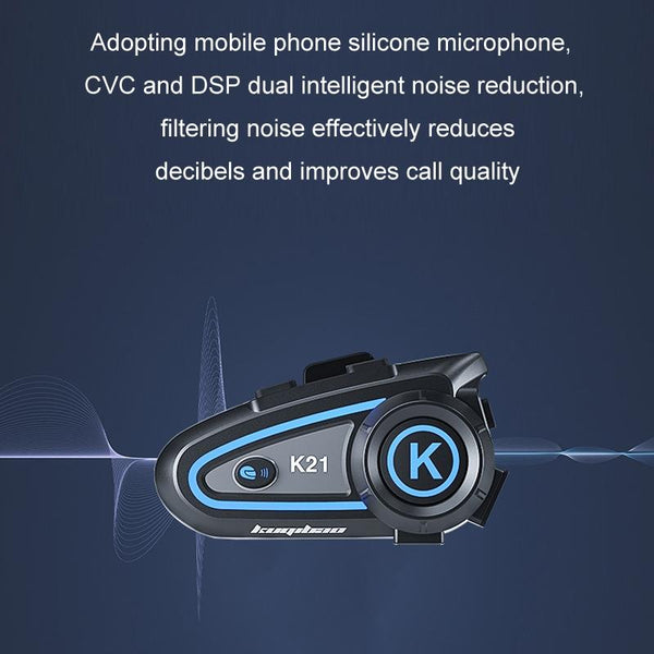 KUQIBAO Motorcycle Helmet Long-lasting Waterproof Bluetooth Headset with Light(Hard Microphone)