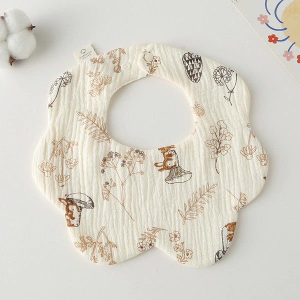 Pure Cotton 6-layer Seersucker Bib Baby Saliva Napkin Newborn Toddler Soft Burp Cloth, Style: Mushroom Rabbit