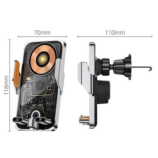 C1 Car Wireless 66W Fast Charger Phone Holder Infrared Sensor Punk Style(Silver)