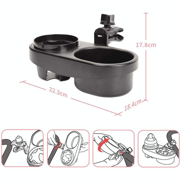 Stroller Double Cup Holder Pushchair Bottle Snack Box Shelf(J4100)