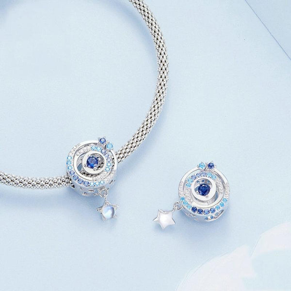 BSC769 S925 Sterling Silver Interstellar Hollow Zircon Bracelet Beads