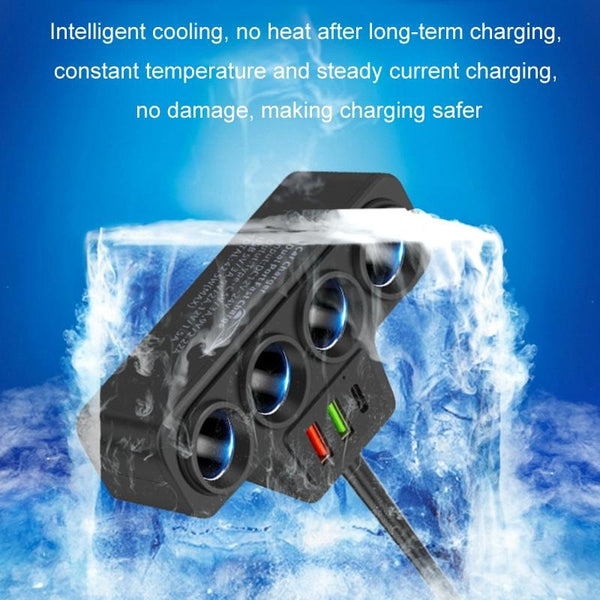 1 to 4 Q3.0 Car Cigarette Lighter Fast Charging 120W Car Conversion Plug(BY-1369)