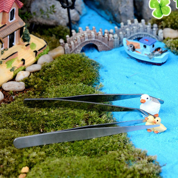 3pcs Stainless Steel Plants Cleaner Tool Crooked Tweezer Plants Cleaning Tool Aquarium Maintenance Tools Marine Aquarium Live Plants Tweezers,Length:25cm