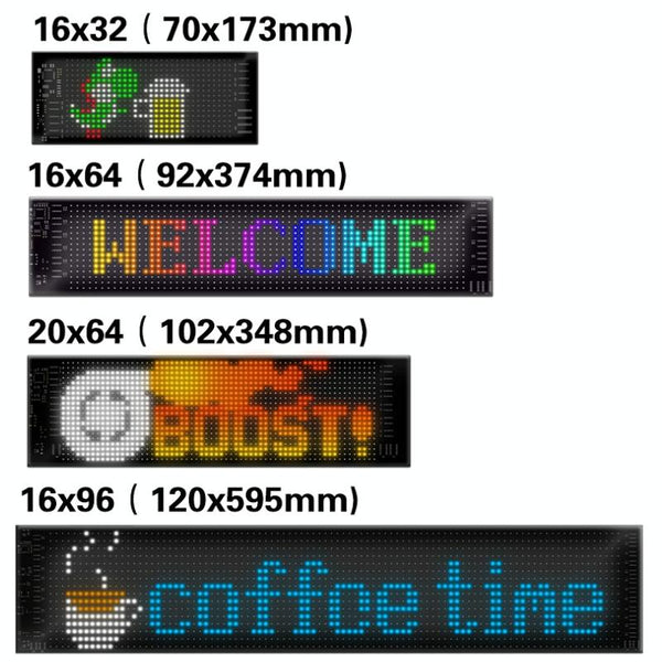 12x59.5cm16 x 96 LEDs Car Flexible Display Advertising Screen APP Bluetooth Smart Screen