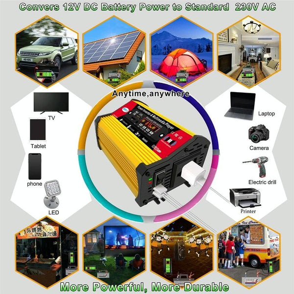 SOLIKE TECH 300W Modified Sine Wave Inverter with Bluetooth MP3/FM Multimedia Player 12V to 220V