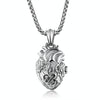 1168 Personalized Titanium Steel Cardiac Pendant Can Be Opened, Color: Steel Color Small+3x55cm Pearl Chain