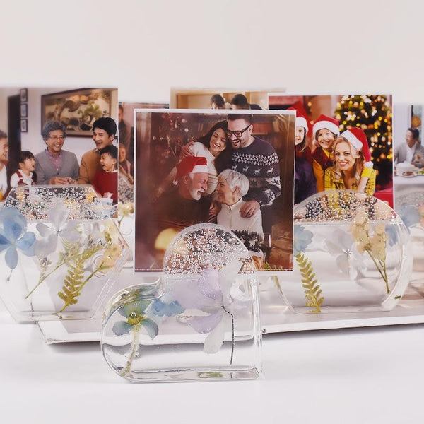 2pcs Business Card Holder Photo Clip Mold DIY Crystal Glue Resin Mold, Style: Hexagon 002