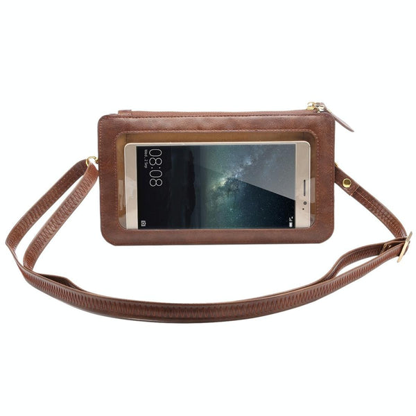 Universal Crazy Horse Texture Touch Screen Wallet Style PU Leather Shoulder Bag for Galaxy Note 8 & Mega 6.3, Huawei Mate 8 / Mate 7, etc. 6.3 inch Below(Coffee)