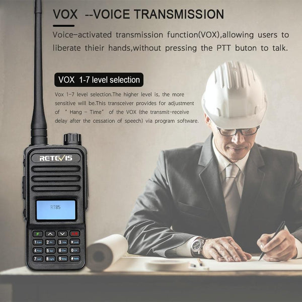 RETEVIS RT85 EU Frequency 136.000-174.000MHz+400.000-470.000MHz 200CHS Dual Band Digital Two Way Radio Handheld Walkie Talkie(Black)