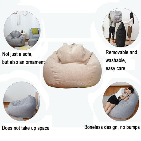 Lazy Sofa Bean Bag Chair Fabric Cover, Size: 90x110cm(Dark Gray)