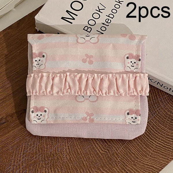 BD0443 2pcs Cartoon Pattern Large Capacity Sanitary Storage Bags(Pink Cherry Bear)