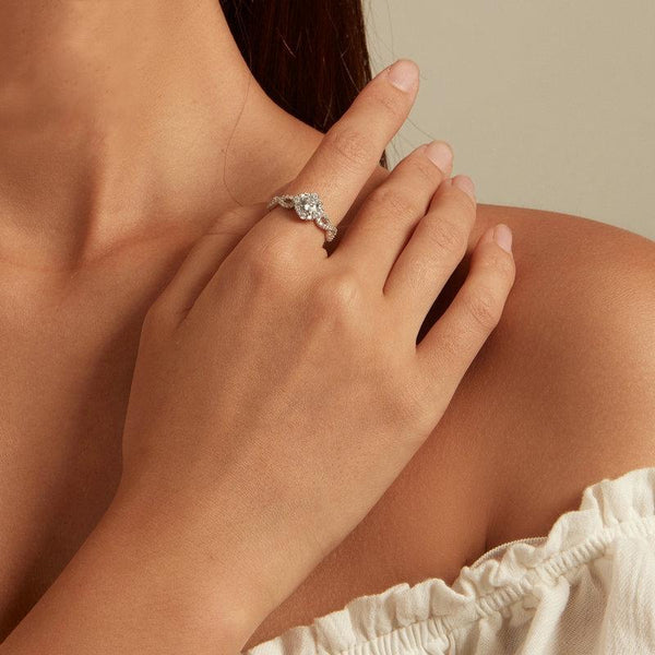 BSR352 Sterling Silver S925 White Gold Plated Zirconia Infinity Symbol Ring(No.8)