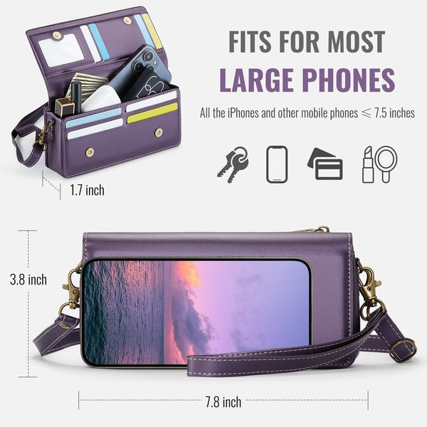 CaseMe ME30 Max Multifunctional Large-Capacity Shoulder Crossbody Phone Bag(Purple)