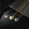 OPK 1989 Personality Stainless Steel Guitar Pendant Titanium Steel Necklace, Color: Steel Color Pendant