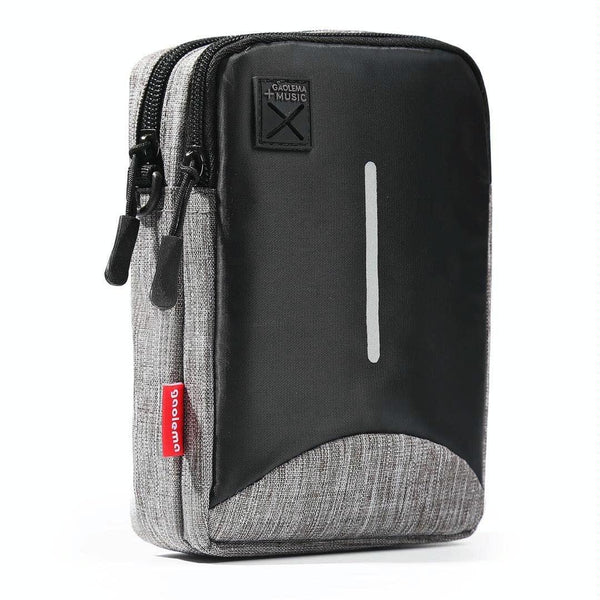For 6-7 inch Mobile Phone Universal Silver Wire Canvas Waist Bag with Shoulder Strap & Earphone Hole & USB Cable Hole(Black Grey)