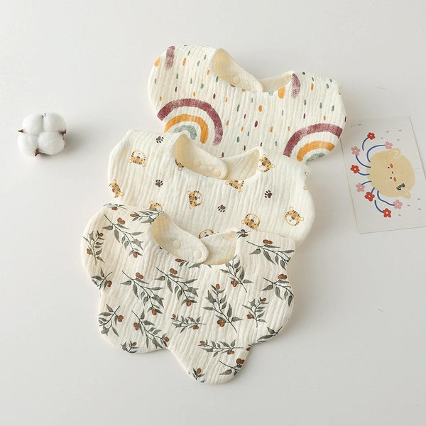 Pure Cotton 6-layer Seersucker Bib Baby Saliva Napkin Newborn Toddler Soft Burp Cloth, Style: Little Tiger