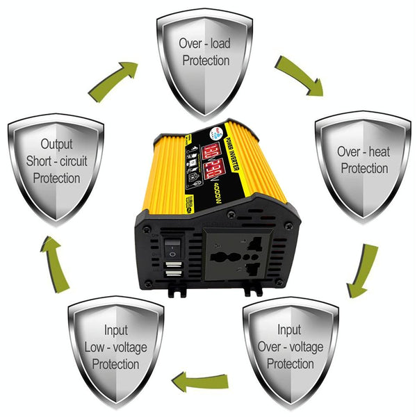Legend II Generation 12V to 220V 4000W Modified Square Wave Car Power Inverter(Yellow)