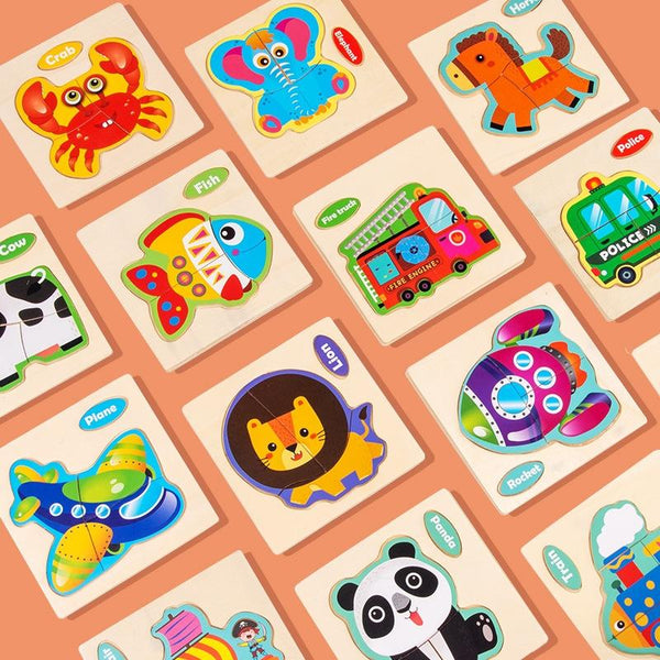 10 PCS Children Educational Animal Three-Dimensional Wooden Puzzle Toy(Tortoise)