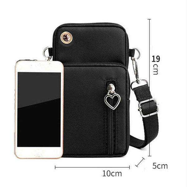 Crossbody Mobile Phone Bag Vertical Wallet Wrist Pouch With Arm Band for Women, Style: Black Balloon
