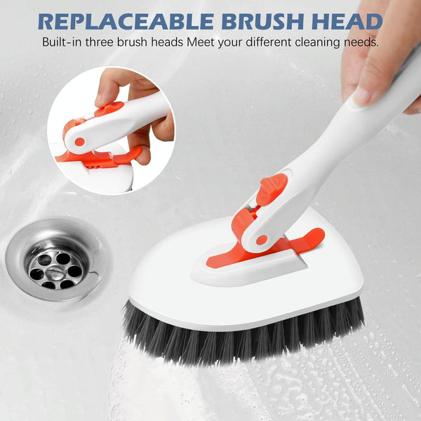 Shower Cleaning Brush With 52 Inch Adjustable Handle Tub Tile Scrubber Brush, Spec: Set 1