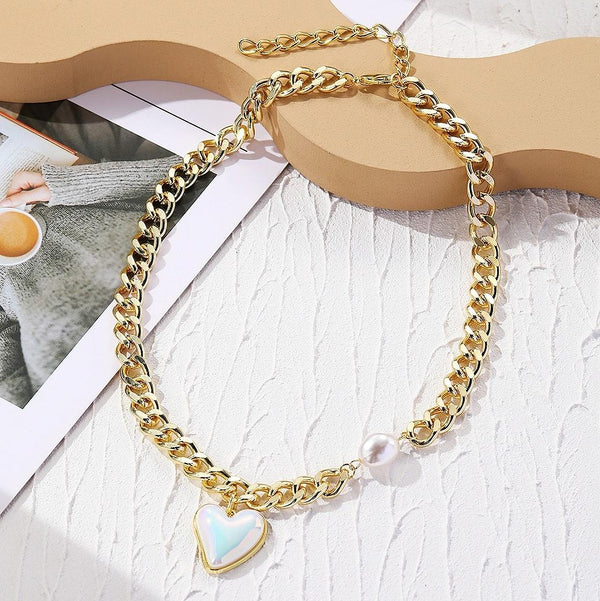 N2210-8 Thick Chain Love Ladies Temperament Necklace Collarbone Chain