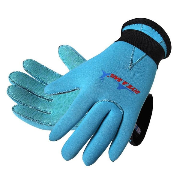 DIVE&SAIL 3mm Children Diving Gloves Scratch-proof Neoprene Swimming Snorkeling Warm Gloves, Size: L for for Aged 9-12(Blue)