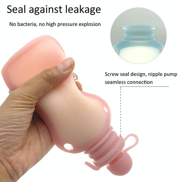 150ml Reusable Silicone Baby Food Pouches Refillable Squeeze Storage Containers(Blue)