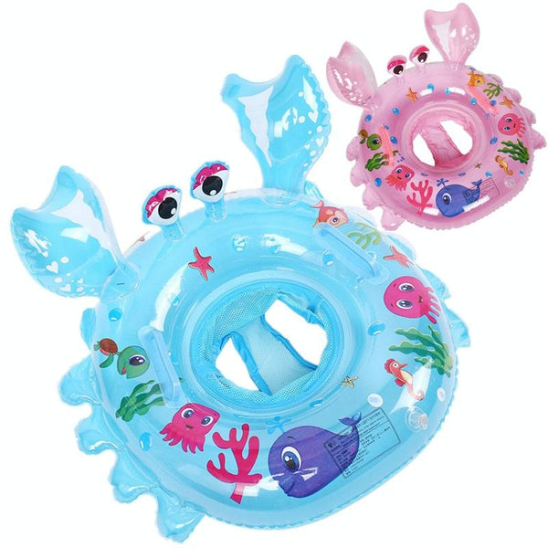 Crab Shape Baby Swimming Ring Sitting Ring Inflatable Float Ring(Pink)