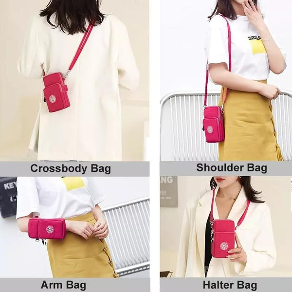 Crossbody Mobile Phone Bag Vertical Coin Purse with Armband for Women(Dark Purple)