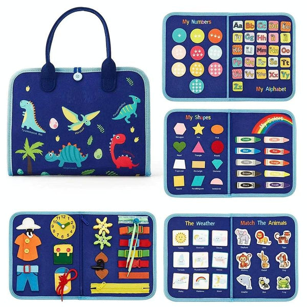 Felt Montessori Toddler Dressing Tying Shoes Early Learning Board Children Puzzle DIY Busy Board(Blue)