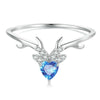 BSR338 Sterling Silver S925 White Gold Plated Blue Heart Deer Zirconia Ring(No.7)