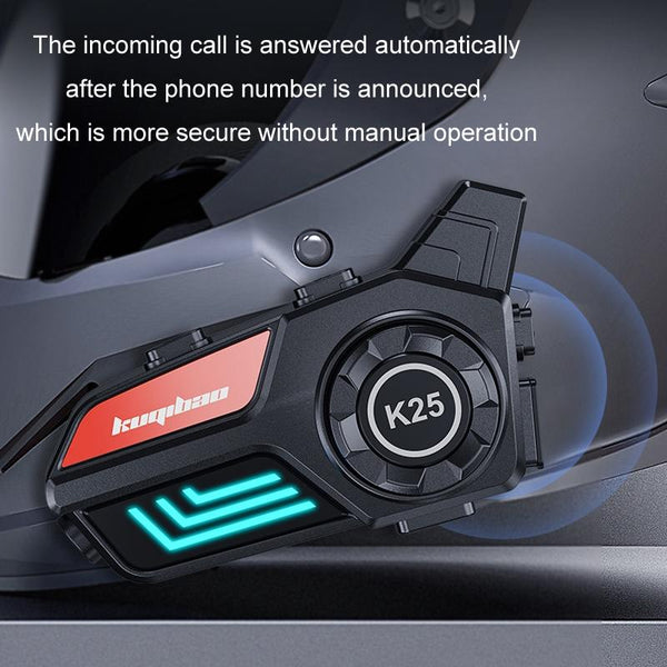 KUQIBAO Motorcycle Helmet Waterproof Bluetooth Headset With Light(Hard Microphone)