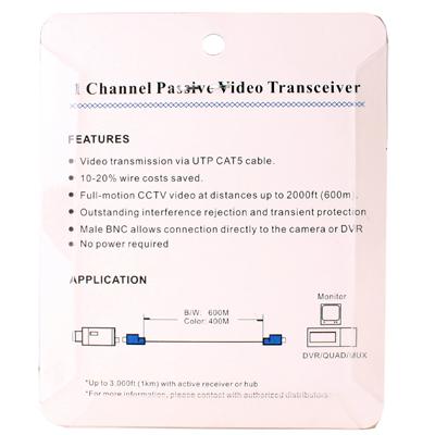 2x Passive Video Balun CCTV Cat5 to BNC Extender 600m Grey