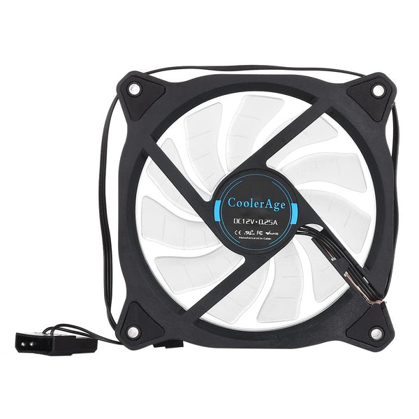Color LED 12cm 3pin Computer Components Chassis Fan Computer Host Cooling Fan Silent Fan Cooling, with Power Connection Cable & White Light(White)