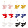 Long Exaggerated Fabric Art Handmade Petal Earrings, Color: E1908-24 Pink